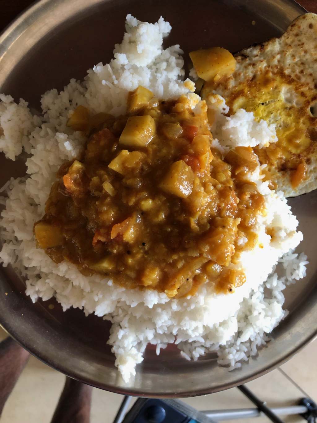 Sambar rice &&nbsp;omelette