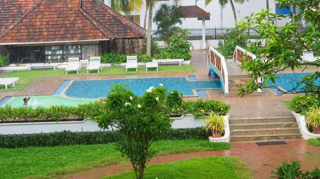 Swimming pool in the&nbsp;rain