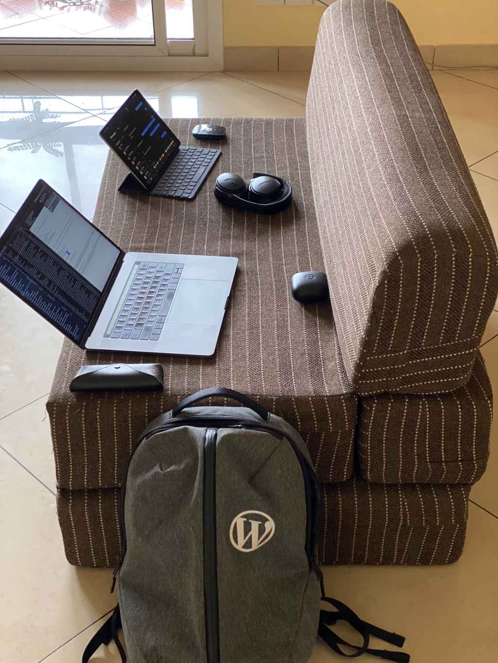 Working from the&nbsp;couch.