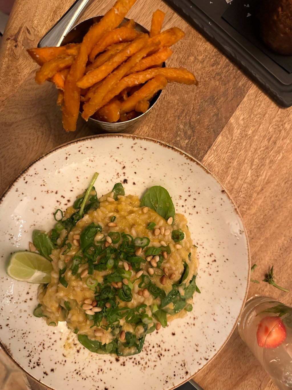 Risotto and sweet potato&nbsp;fries